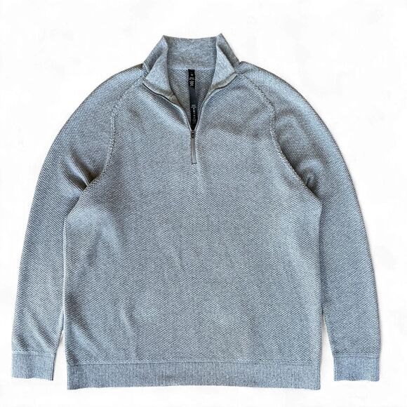 Lululemon Mens 1/4 Zip Sweater XXL Grey Textured Knit Coolmax Organic Cotton - Picture 1 of 10